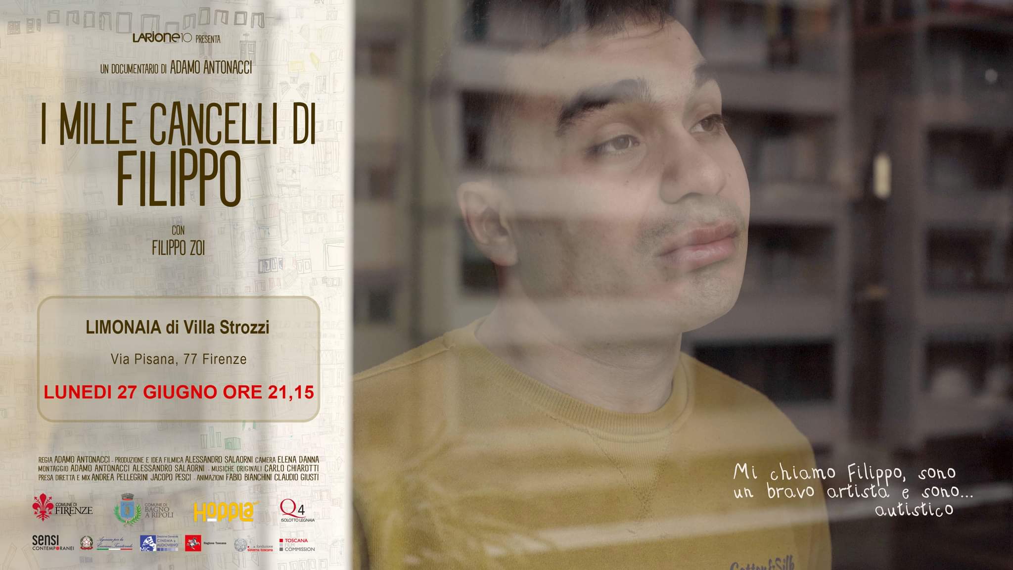 La locandina della proiezione alla Limonaia di Villa Strozzi