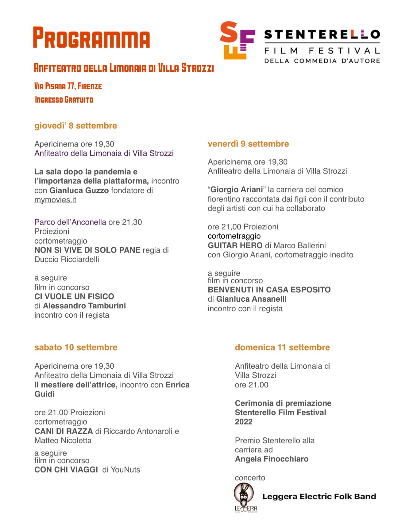 Il programma del festival