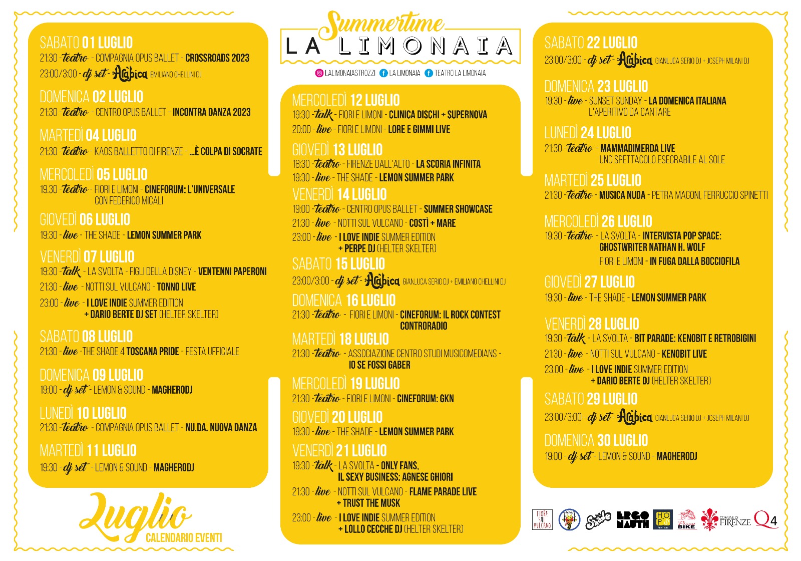 locandina del mese di luglio 2023