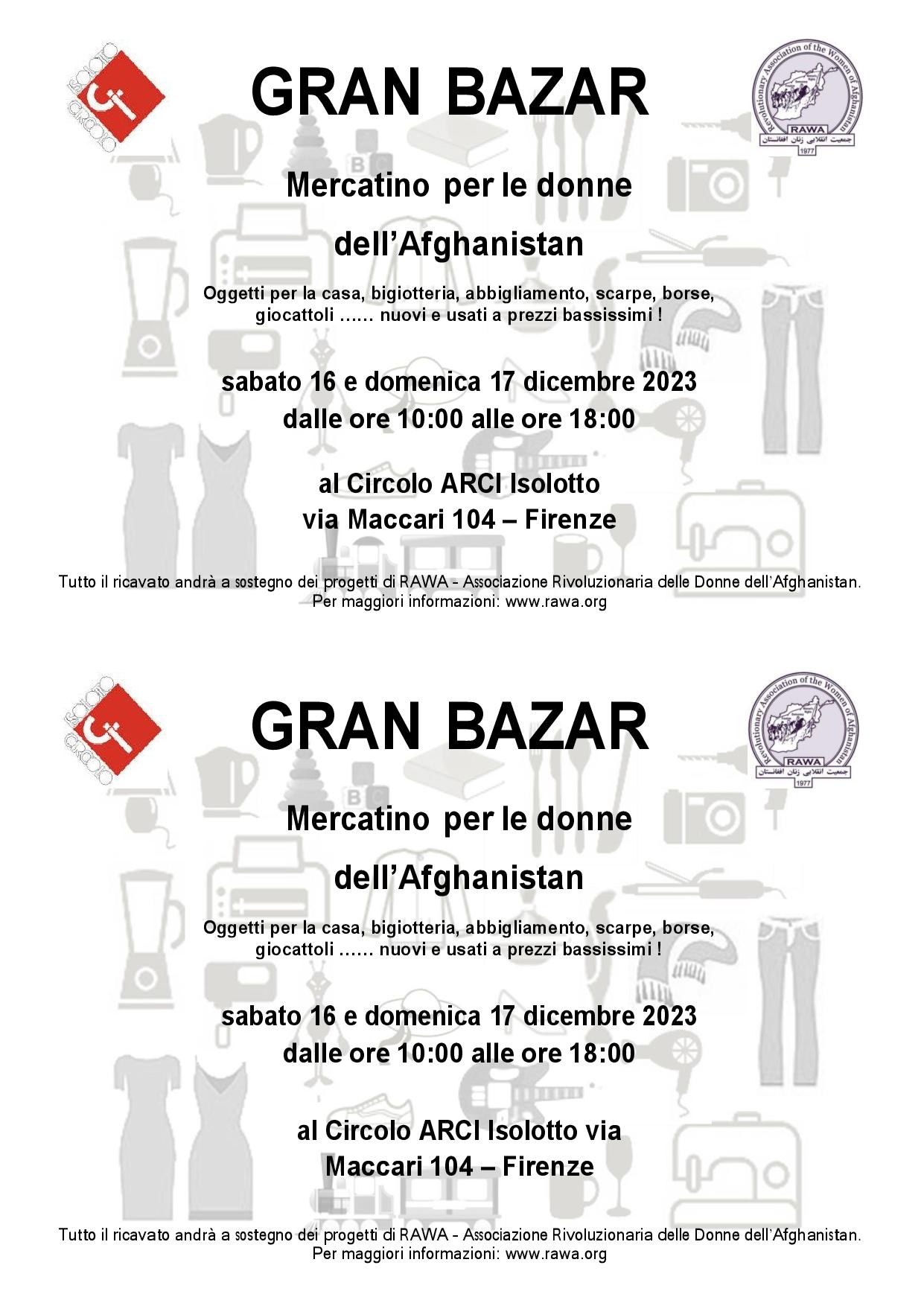 Gran Bazar, mercatino per le donne dell’Afghanistan