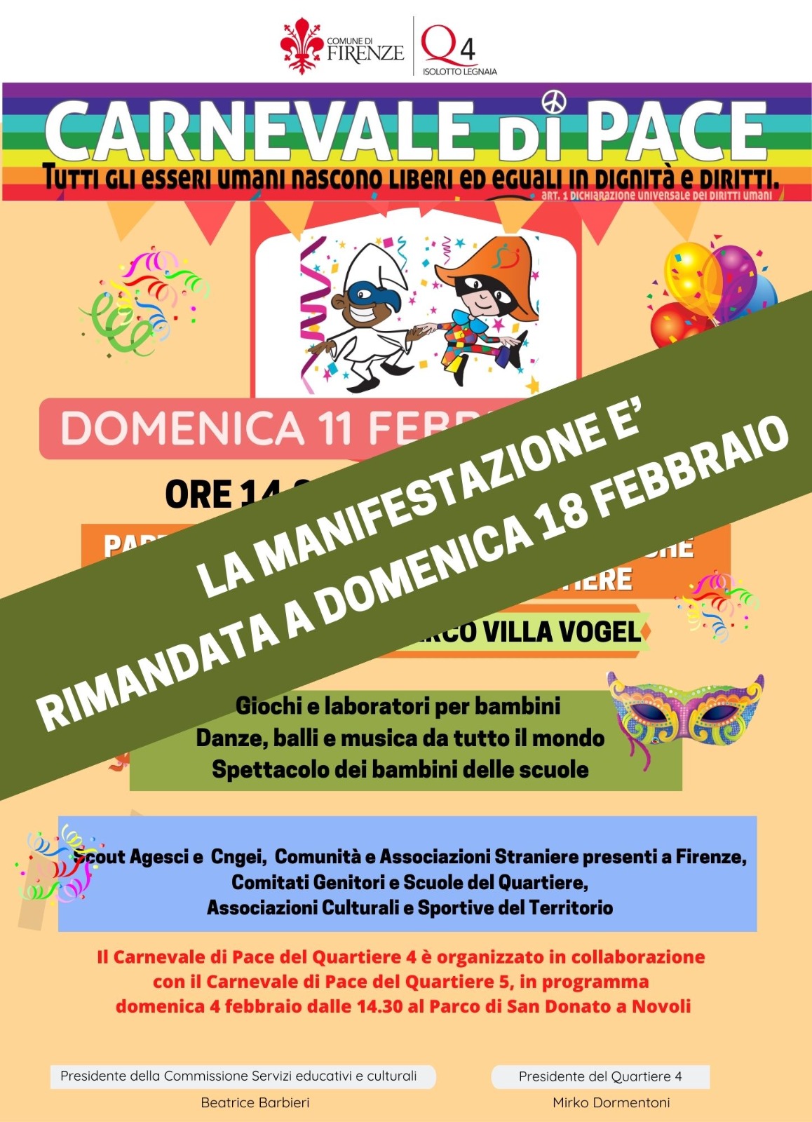 Rinvio Carnevale di Pace