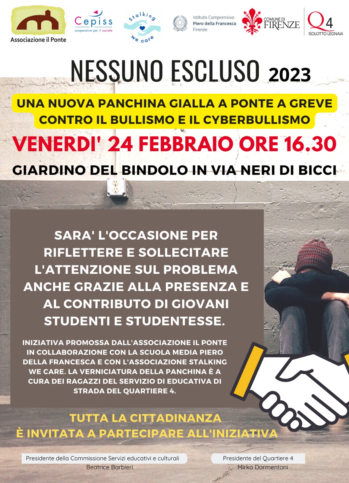 Una nuova panchina gialla a Ponte a Greve