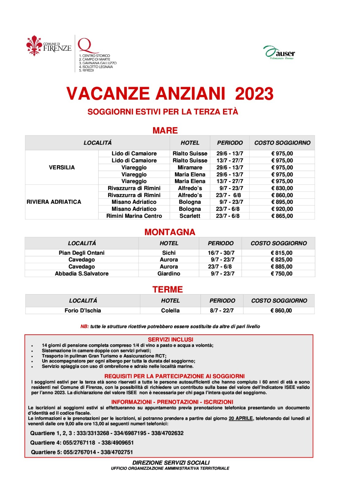 Vacanze Anziani 2023