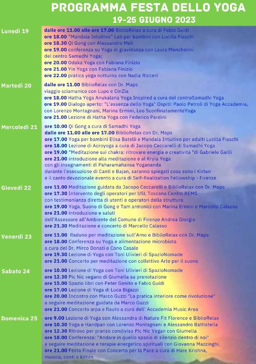 Programma settimana dello yoga