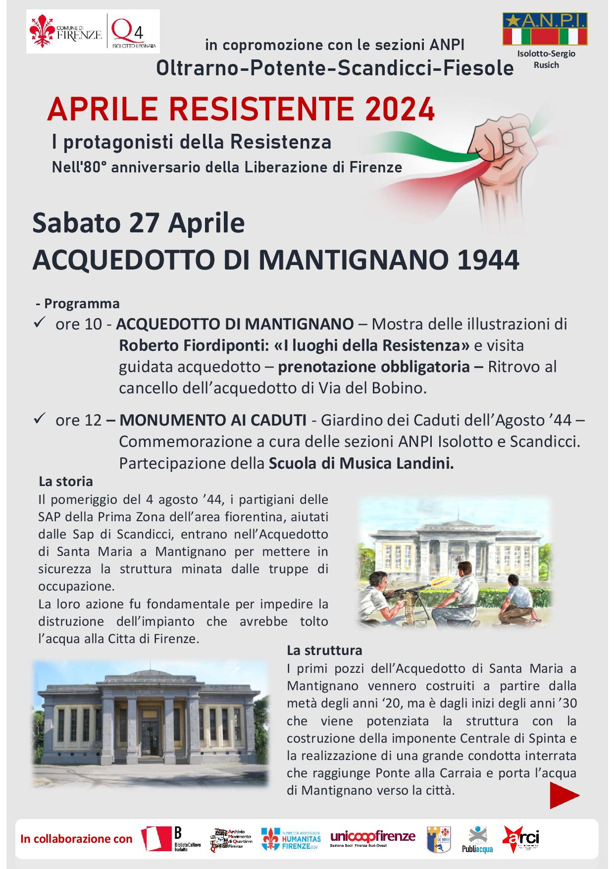locandina descritta del programma visita acquedotto del 27 aprile