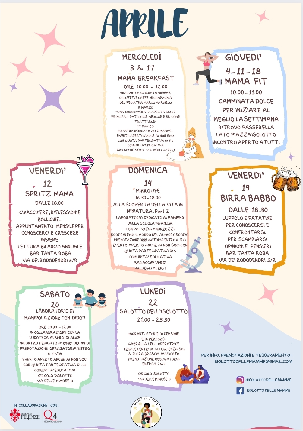 locandina descrittiva degli eventi del mese di aprile