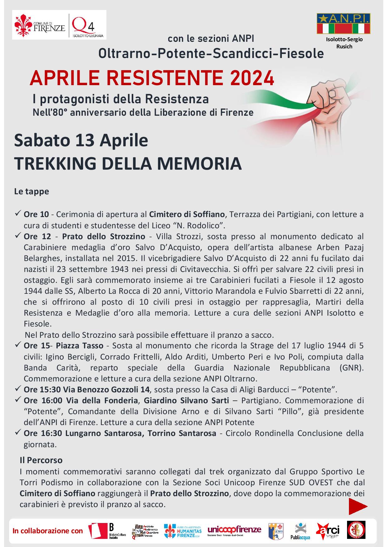 locandina descrittiva del trekking della memoria