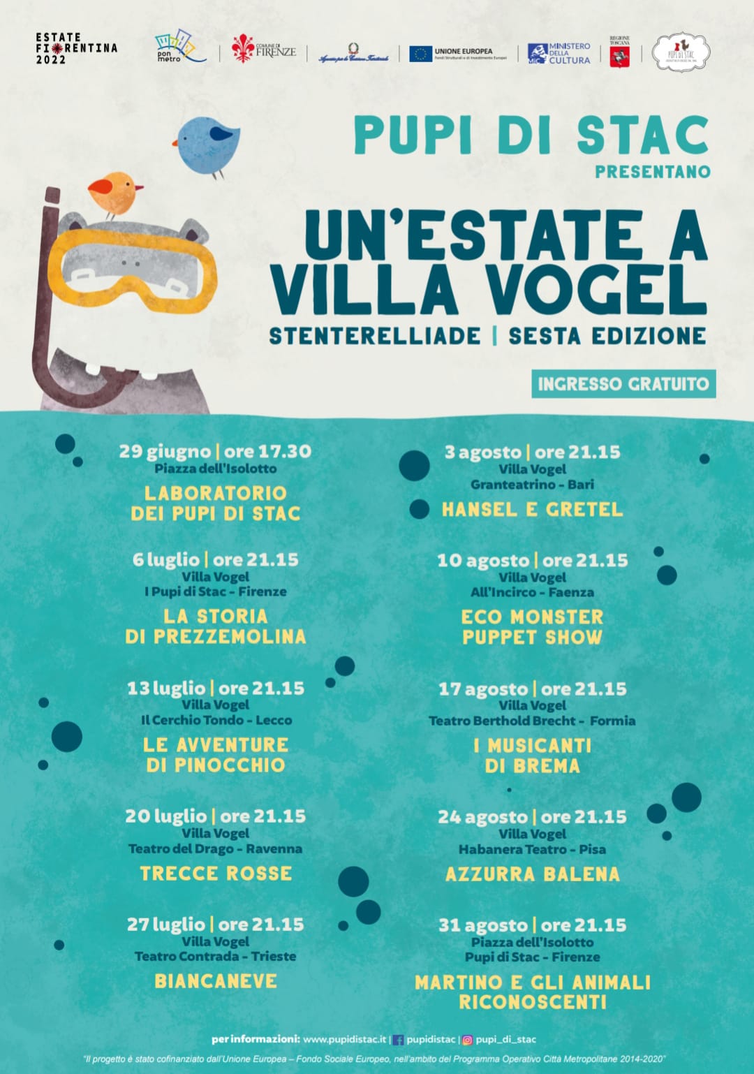 La locandina della Stenterelliade 2022 dei Pupi di Stac