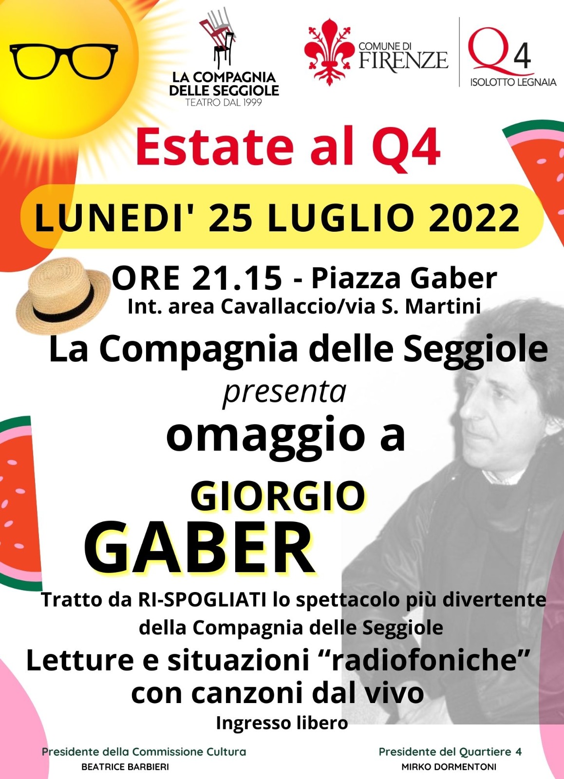 La locandina dell'Omaggio a Gaber