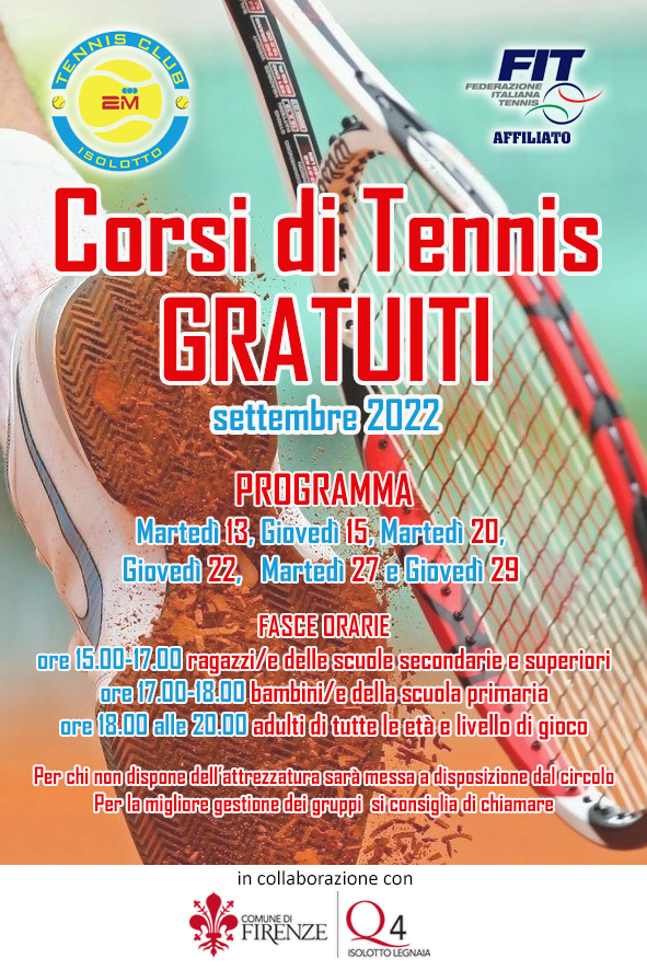 Corsi di tennis gratis all’Isolotto 1