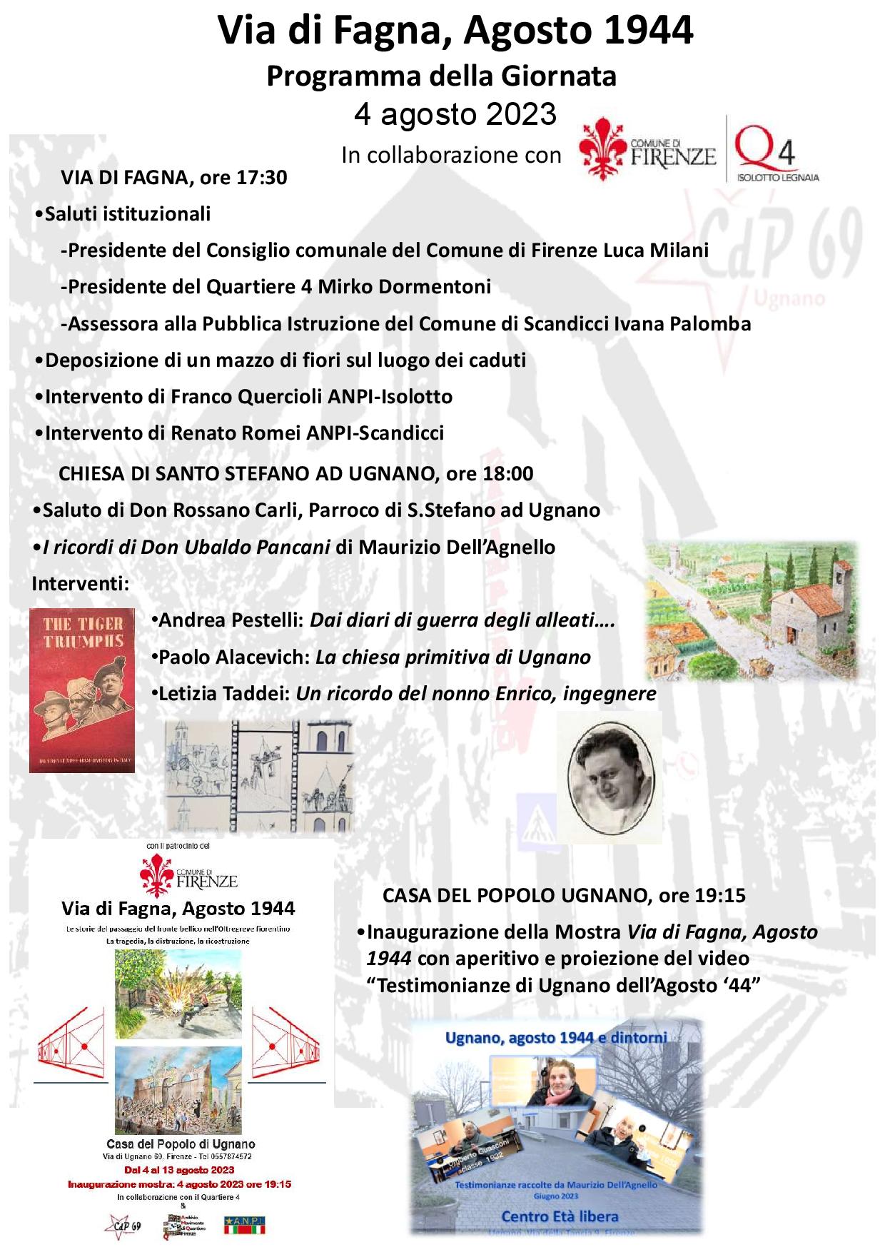 Via di Fagna, Agosto '44 programma