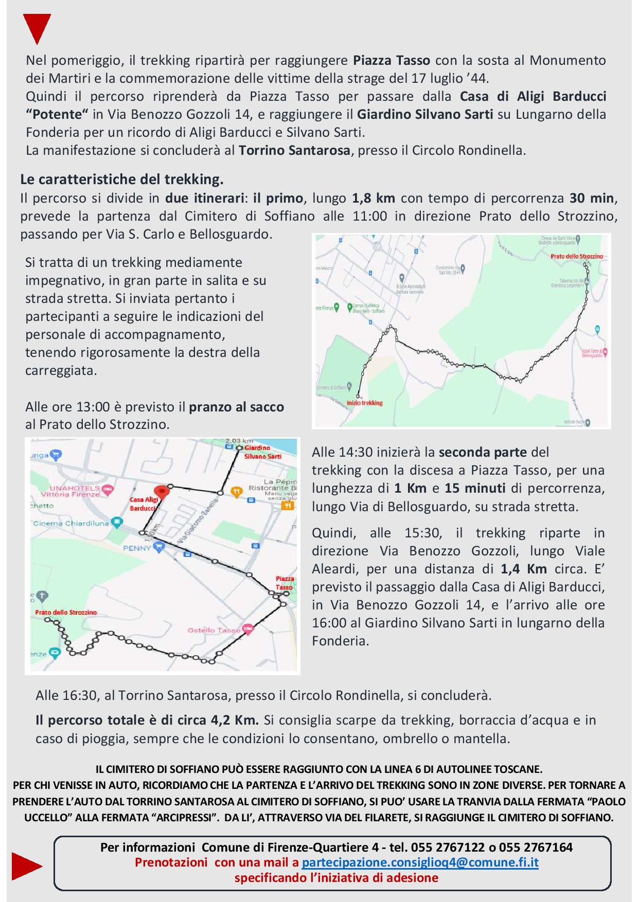 seconda pagina della locandina trekking della memoria